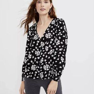 Floral V-Neck Button Blouse - Long-sleeve Blouse - LOFT